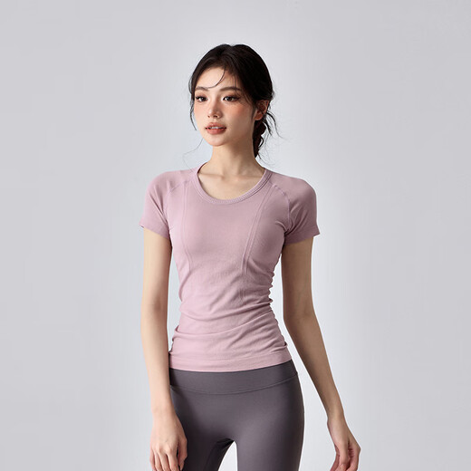 LULULMCCTN yoga short-sleeved women's slimming Pilates professional training sports top morning jogging exercise fitness T-shirt white XL