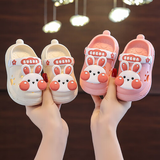 Kinder-Cartoon-Lochschuhe im Sommer Baby im Innen- und Außenbereich Little Boy Badeschuhe weiche Sohle nicht rutschfestes Kinder zu Hause Pink-Rabbit 24-25 Größe 15 cm (geeignet für weniger als 3 Jahre)