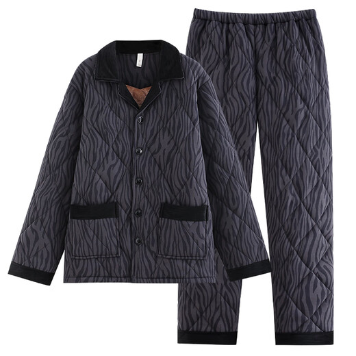 Modal Pyjamas Herren Dreischicht reines Baumwollverdickter Samt Herbst und Winterstil warmer Winter großer Home-Kleidungsstück 3886 m (165 Größe) empfohlen, Gewicht zu tragen 100-12