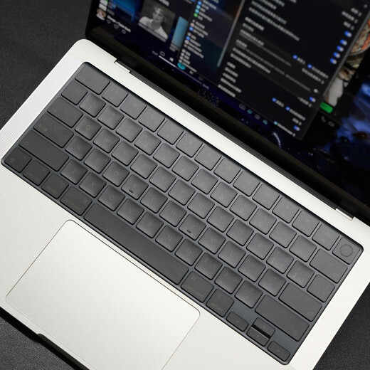 苹果MacBookPro Air 华为荣耀小米联想笔记本电脑键盘膜贴纸贴膜 透黑色 1049 带指纹 无小键盘款Lighting
