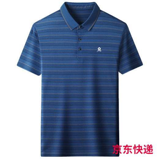 梦特娇男士桑蚕丝短袖t恤夏装真丝凉感中年条纹翻领polo衫 A829-绿色 M 165适合100-115斤