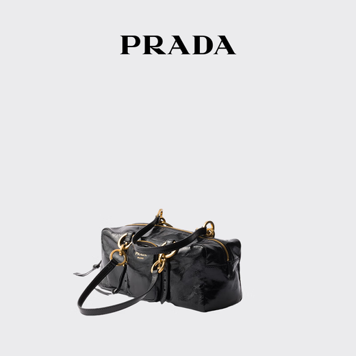 PRADA/Prada gift women's Prada Dangle medium calf leather handbag black