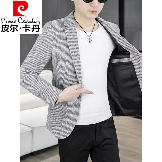 皮尔卡丹（pierre cardin）春秋季2025新款休闲西服男士韩版修身男装上衣单西青年小西装外套 咖啡色 M 90-105斤