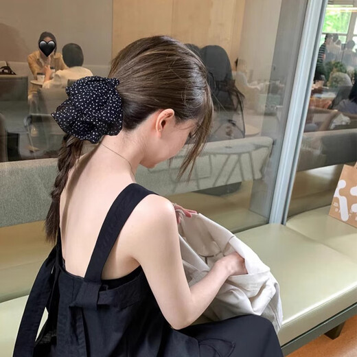 Lu Shanwu bow hair clip super fairy French temperament hair clip at the back of the head small half-tied ponytail shark clip versatile hair accessories polka dot bow clip