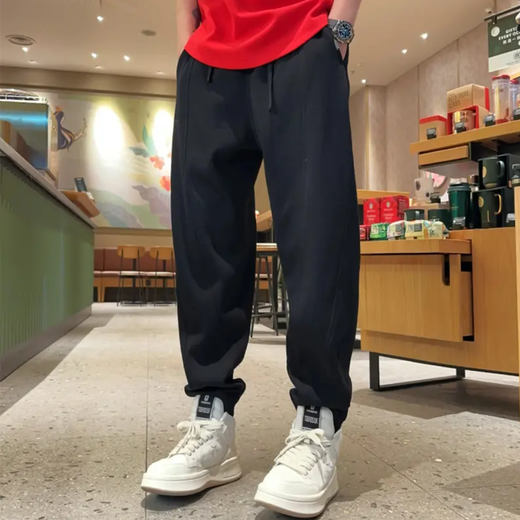 Kuraishi Kazuki 2025 Autumn and Winter New Men's Sweatpants Versatile Loose Solid Color Leg Sweatpants Trendy Embroidered Slim Casual Pants Red Regular XL 150-170Jin Jin is equal to 0.5 kg