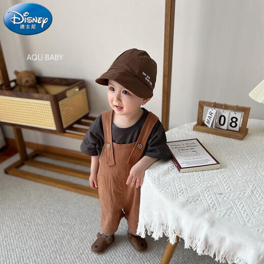 Disney Baby Overalls Anzugsanzug Frühlings- und Sommer-Jungen neuer Style Retro Forest Baumwolle und Leinen Hosentender Hosen Sommer kurzärmelig zwei Keiles dunkelgrauer Anzug 90 cm Einzelgröße