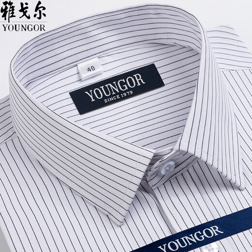 Bürgermeister Yageo Kurzarm Shirt Herren Pure Cotton Free Iron Business Casual Striped Shirt Kleidung mittleren Alters Sommer-Baumwollhemd DX6623 38