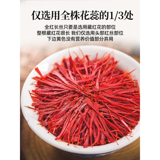 北京同仁堂【藏红花级】西藏官方中材泡水喝的功伊朗臧红花头茶 (精选长丝)藏红花1g[罐]