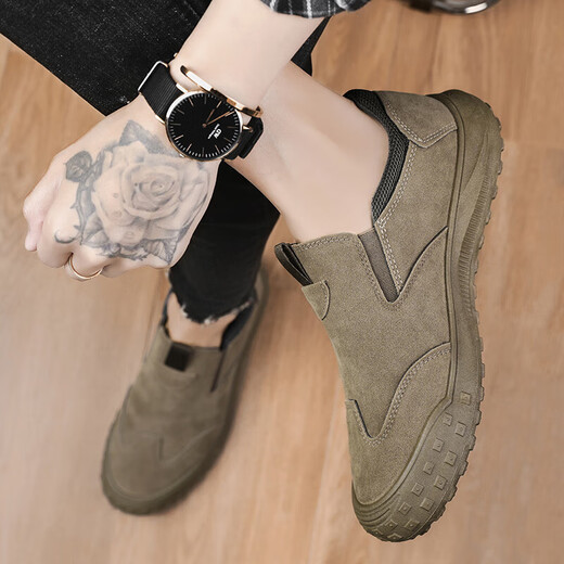 Huilijun 2025 summer footwear men's shoes for work at construction site men's labor insurance sports waterproof non-slip wear-resistant work shoes khaki 42