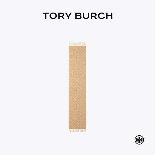 Tory Burch New Year's gift T MONOGRAM sheep wool jacquard scarf TB 164571 camel 250 OS