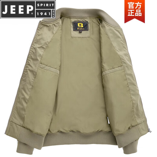 JEEP SPIRIT夹克男春秋季休闲美式棒球服新款秋冬季男士棉服飞行员外套男 JWD9226加棉 黑色 厚款 XL