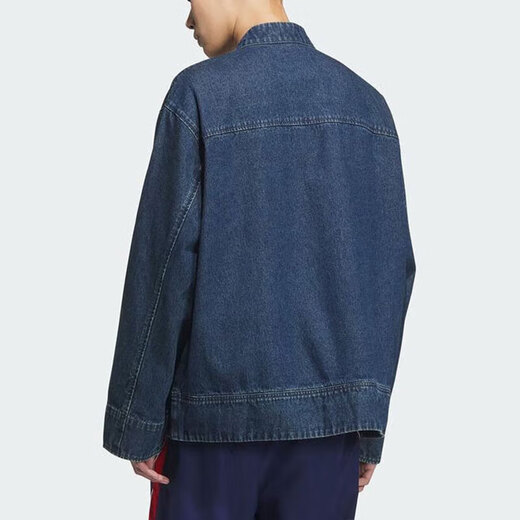 阿迪达斯 （adidas）三叶草外套男女装春季蛇年新年款新中式盘扣牛仔运动宽松夹克外套 JZ9928/牛仔蓝 L