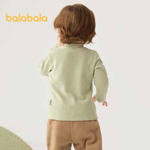 Balabala children's clothing baby bottoming shirt half turtleneck T-shirt boys and girls tops baby autumn and winter cute boys and children white and green tone 00414 80