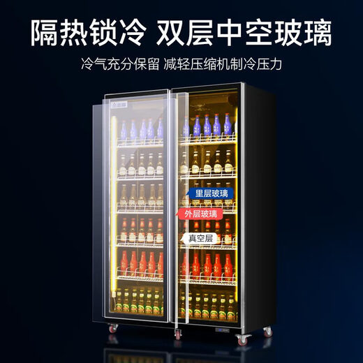 志高（CHIGO）展示柜冷藏保鲜柜酒水饮料柜双开门大容量透明冷藏柜超市酒吧KTV便利店商用展示柜 双门690L全屏柜丨风冷丨三色灯