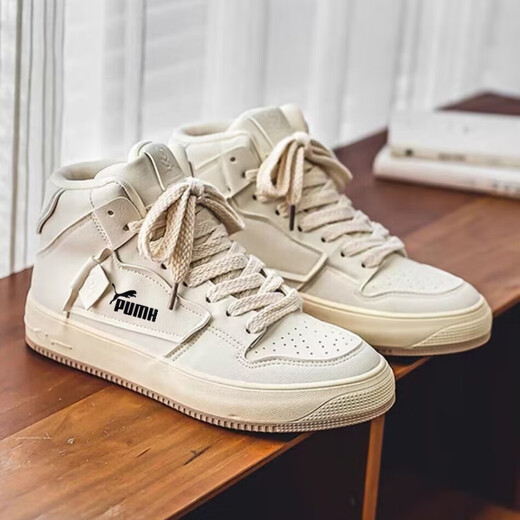 Huang Biao Zapatos de grado de chaleco para hombres en la primavera 2025 nuevos zapatos para hombres retro tendencia nacional versátiles versátiles zapatos casuales beige 9910 etiqueta negra alto top nuevo estilo 24.5 39 longitud interna es aproximadamente cm