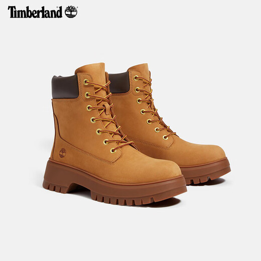 Timberland Official Kick-Start Chaussures pour femmes, grosses bottes jaunes, haut haut, semelle épaisse, augmenter la hauteur et les éclaboussures d'eau A6GCF A6GCF754 / Couleur de blé 36