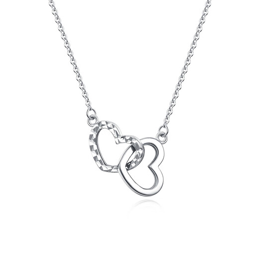Mengjinyuan platinum necklace pt950 love interlocking pendant clavicle chain set chain as a birthday gift for girlfriend, heart to heart - 43cm - about 2.95g