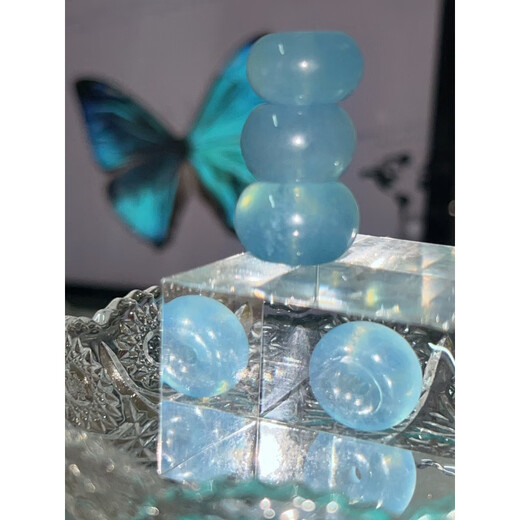 Xiyinfu natural crystal aquamarine pendant safe buckle temperament icy moist DIY bracelet with beads (finished product) hand-woven rope pendant card 20-23 bread