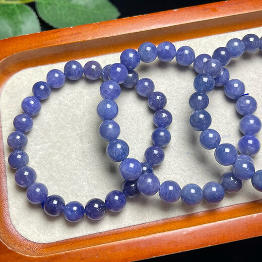 POP Natural Tanzanite Bracelet Single Circle Men's and Women's Amethyst Ocean Heart Bracelet Simple Jewelry Gift 4 About 7mm/String