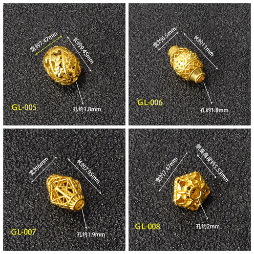 Taste Ju 18K gold ancient gold barrel beads handmade separated beads lantern beads loose beads diy accessories hand string with beads bead material accessories GL-001_one piece