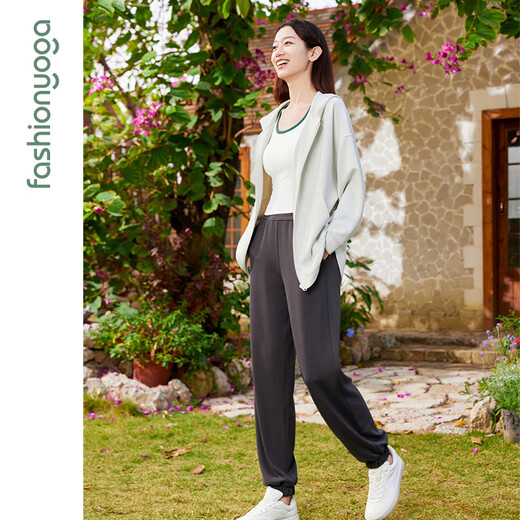 Fan Sheng Yoga Pantalon sportif mince à taille haute confortable et polyvalente pantalon de couche d'air décontractée f15911 lait noir gris xl