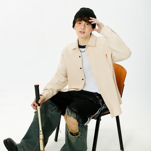 MINISO long-sleeved shirt men's corduroy autumn trend versatile breathable shirt simple style loose casual jacket men's coffee color (blank) XL 180 (weight 140-160Jin Jin is equal to about 0.5 kg)