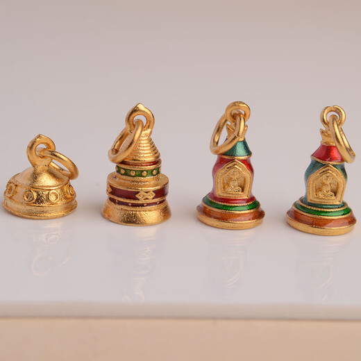 Chihuan Gold 999 pure gold 18k gold enamel accessories dripping oil Bodhi Pagoda pendant seal pendant bracelet C6