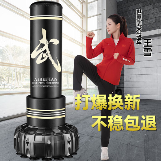 爱倍健（AIBEIJIAN） 拳击沙袋立式家用散打沙袋成人不倒翁拳靶沙包健身训练器材 1.7米【黑武字】360°踢腿训练