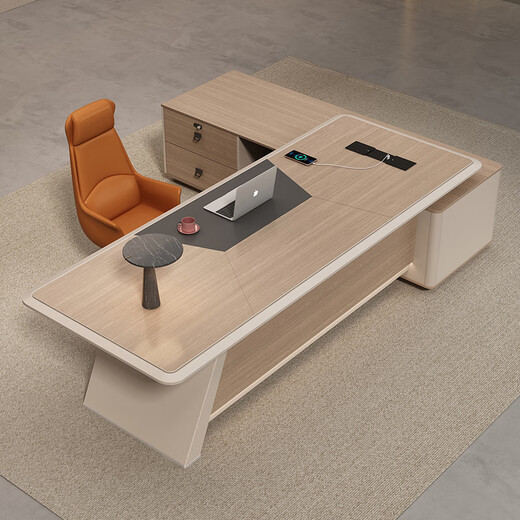 Litang high-end lacquered office desk boss table light luxury desk simple modern high-end manager office president table 2.0 meters boss table + chair