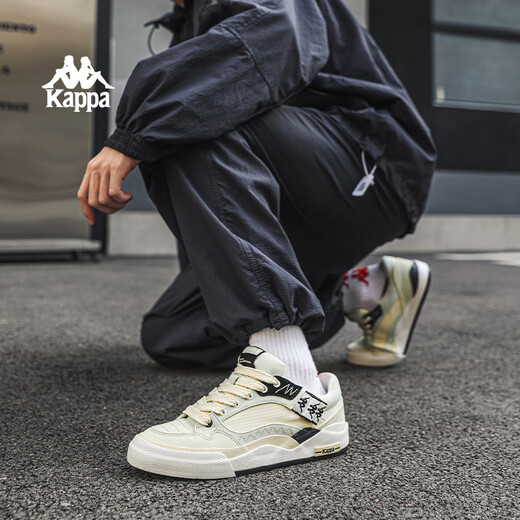 Kappa卡帕男鞋帆布鞋男2025春夏新款时尚百搭厚底休闲鞋潮流轻便滑板鞋 水绿色/浅麦芽黄 42