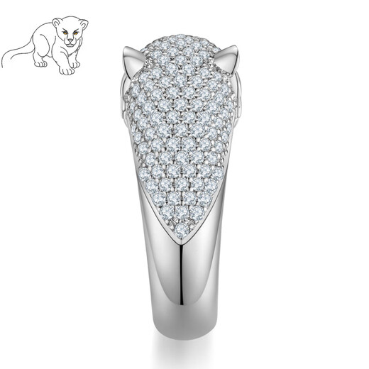Guanpuge Fat Donglai quality pt950 platinum leopard head ring platinum men and women silver model live diamond lover inner diameter 16