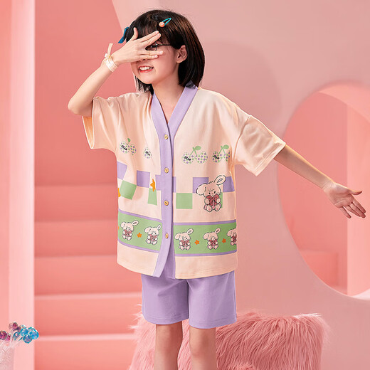 Mannido 2025 Летняя детская пижама Pure Cotton Thin Girl Chort-Reded Cartoond Cartoon Medium Girl Child Girl Princess Home Одежда B4877 Green [Double Short] 150 S Код рекомендуется 145-155 см.