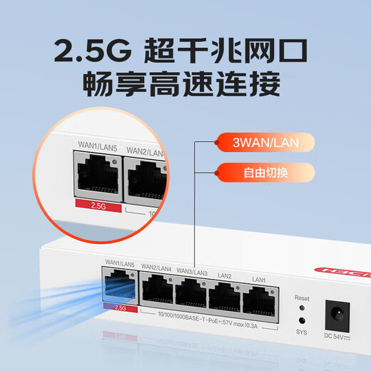 H3C新华三 Wi-Fi6无线吸顶AP双频无线千兆AP套装 POE供电吊顶 企业办公商场厂房全屋wifi别墅覆盖组网 AC1105-P-U 5口千兆主机/54W