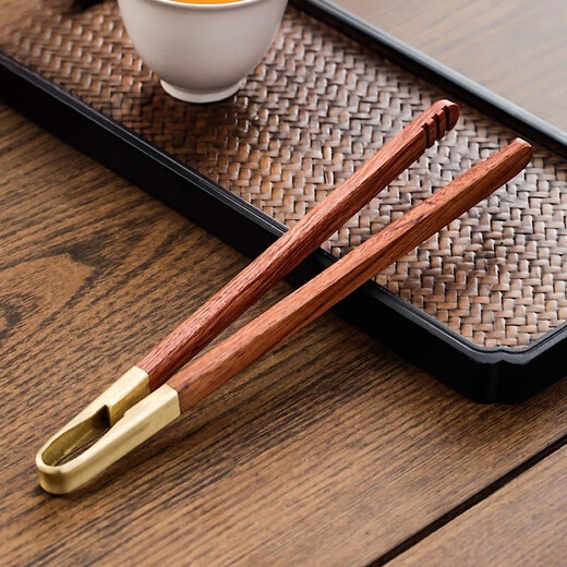 Yipin Workshop copper wood tea clip ebony rosewood Kung Fu tea set accessories household tea cup clip tweezers cup washing tool ebony copper tail tea clip
