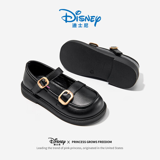 Disney children's shoes girls spring and autumn student black leather shoes performance shoes stage leather shoes DP22325 black 37