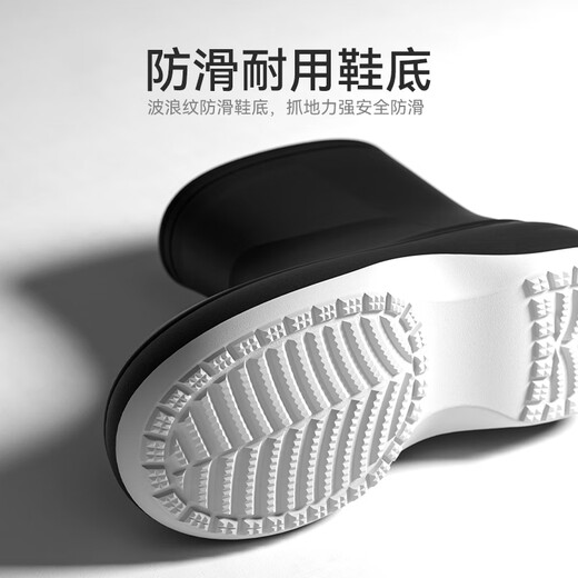 2025 new fashionable warm rain boots for women thick-soled rain boots waterproof and non-slip water shoes plus velvet outer rubber shoes off-white single layer 36