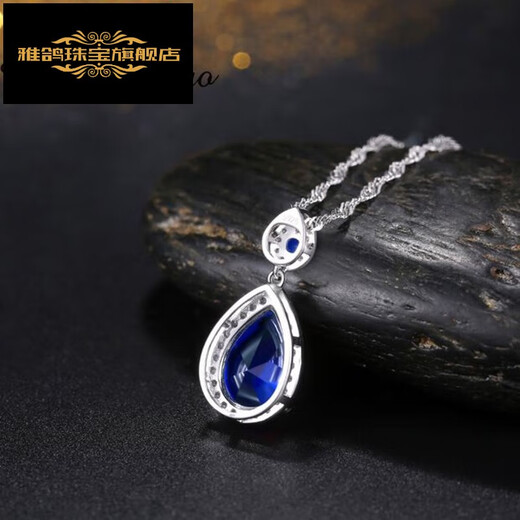 Yage sapphire pendant for women Japanese and Korean sterling silver plated 18k gold colored gemstone necklace precious gem tanzanite accessories