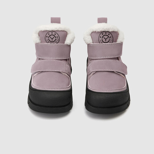 British children's boots winter plus velvet warm cotton boots for boys and girls thickened anti-kick boots Pink purple 24 Recommended foot length 14.3-14.8