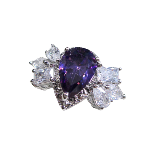 Library selected purple zircon 5A super flash fire color copper plated K gold color retention LY03 simulated tanzanite gemstone ring 06 main stone 10*8mm US size 6