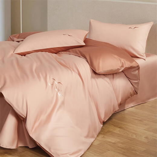 Mercury Home Textiles four-piece set of 60 count long-staple cotton four-piece set of comprehensive pure cotton bed sheets and quilt covers light luxury set bedding 60S long-staple cotton + antibacterial Zhilan Yuqing 1.2m bed recommended with 150*210cm quilt core