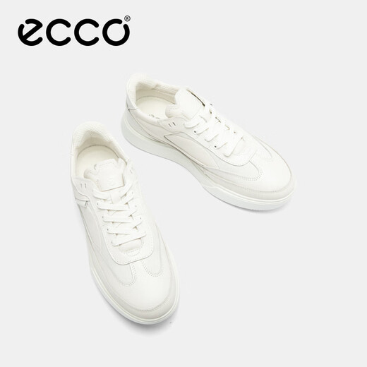 ECCO flat shoes for women, Ni Ni's same style cowhide sneakers, lace-up casual sports shoes, street 272803, white/off-white 27280356946 39