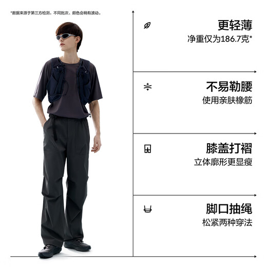 蕉内【王一博同款】凉皮505Cool Air男士新款速干伞兵裤休闲运动长裤 黑色 XL