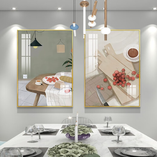 餐厅装饰画现代轻奢餐桌背景墙晶瓷壁画时尚大气饭厅花卉挂画 TXMG12124 50*70*2质感银35mm加厚拉丝铝合