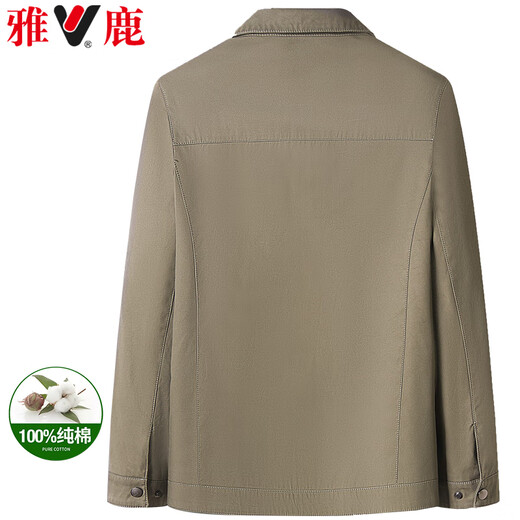 雅鹿【100%棉】纯棉夹克男士外套翻领商务休闲行政工装上衣爸爸装男