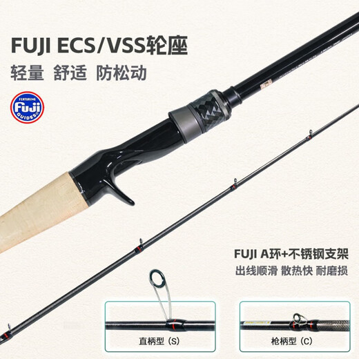 尔鱼（ELFISH）路亚竿碳素枪柄直柄翘鲈鳜鱼超快调虫竿超轻量鱼竿 682m S/直柄【2.03米】