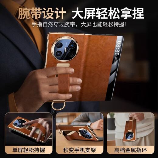 MANLE [Collection Wristband Design] Geeignet für Huawei Matex6 Collector's Edition Mobile Case Business Intelligent Fenster Flip Crocodile Muster Ledergehäuse Anti-Fall Huawei x6 Schutzhülle Ölwachsmuster-Schweiß rot
