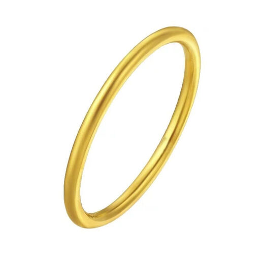 AYD Old Phoenix Gold Store Model 24k Pure Gold 999 Sansheng III Solid Smooth Gold Ring Ring Gold Plated for Girls Frosted Model US Version No. 7 No. 14-15