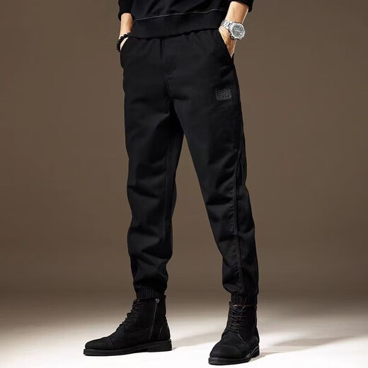 Romon Modemarke Harun Casual Hosen für Männer im Sommer dünne lockere Bindfuß-Designhosen für Männer in Männern Persönlichkeit gutaussehende Arbeitshose für Männer 2505 Schwarzer regulärer L [geeignet für 130-150jin [Jin gleich 0,5 kg]]