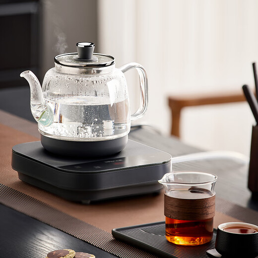 Bear fully automatic water supply electric kettle glass water boiler tea table special integrated tea table coffee table insulation tea set pumping electric tea stove thickened glass 0.8L 316L stainless steel heating plate ZCQ-K08E1