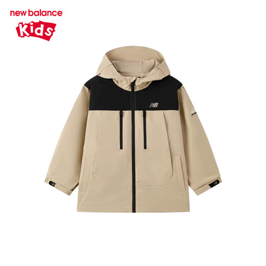 newbalance nb children's clothing 25 years spring new style men's and girls' hooded jacket adjustable windbreaker jacket 7AF12013 7AF12013-BK black 110 cm